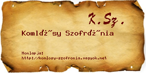 Komlósy Szofrónia névjegykártya